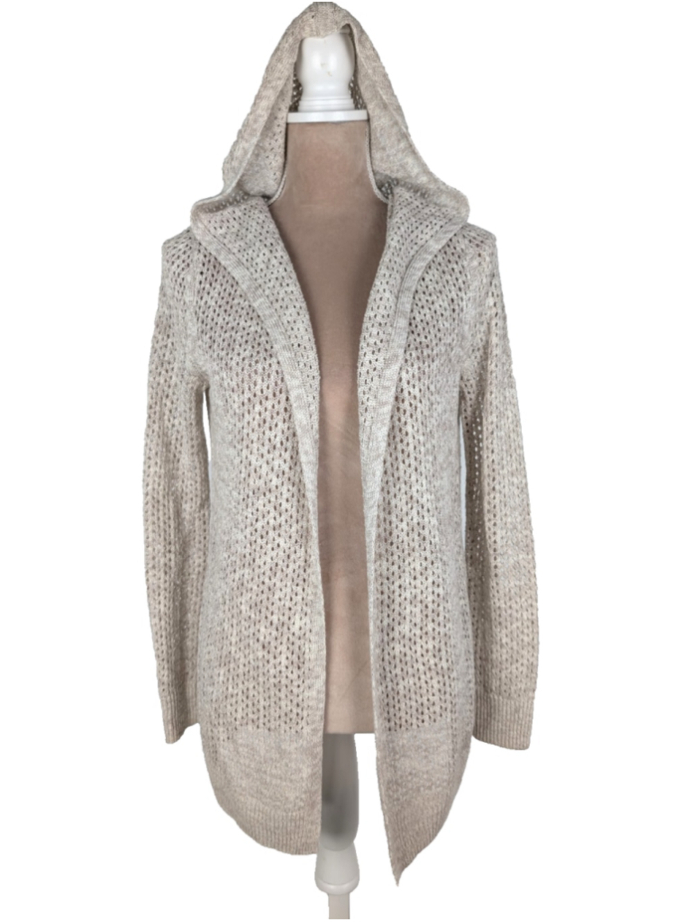 Sigrid Olsen Open Knit Caridgan Sweater Hooded Sz S Coastal Beach Preppy